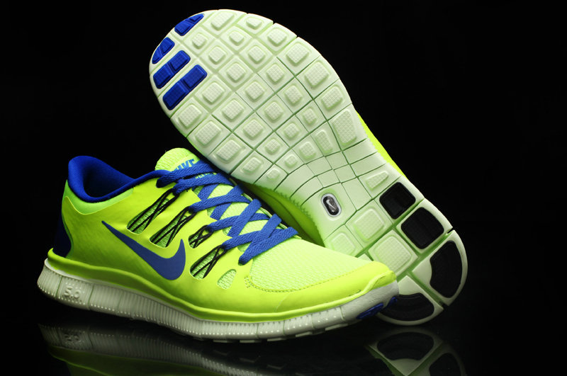 Hot Nike Free5.0 Men Shoes Blue/Greenyellow